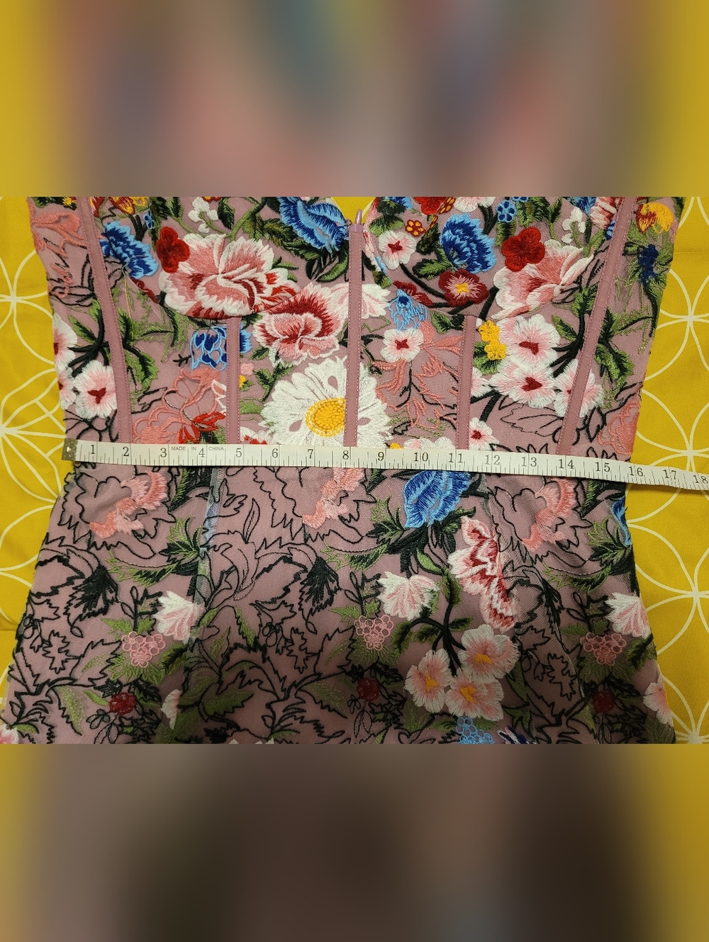 Dress the Population Carina Floral Embroidered Strapless Bustier Fit&Flare Dress - Picture 12 of 12